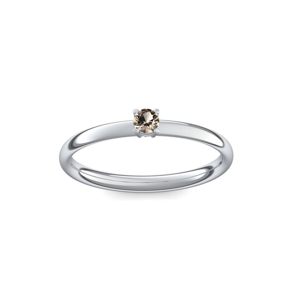Verlobungsring Weissgold Rauchquarz