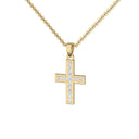 Damenkette Kreuz Gelbgold Zirkonia