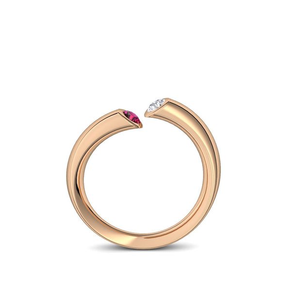 Damenring Offen Rosegold Rubin