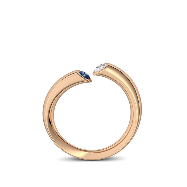 Damenring Offen Rosegold Saphir