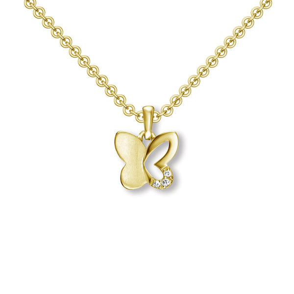 Halskette Frauen Schmetterling Gelbgoldvergoldet Zirkonia