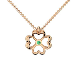 Halskette Kleeblatt Rosegold Smaragd