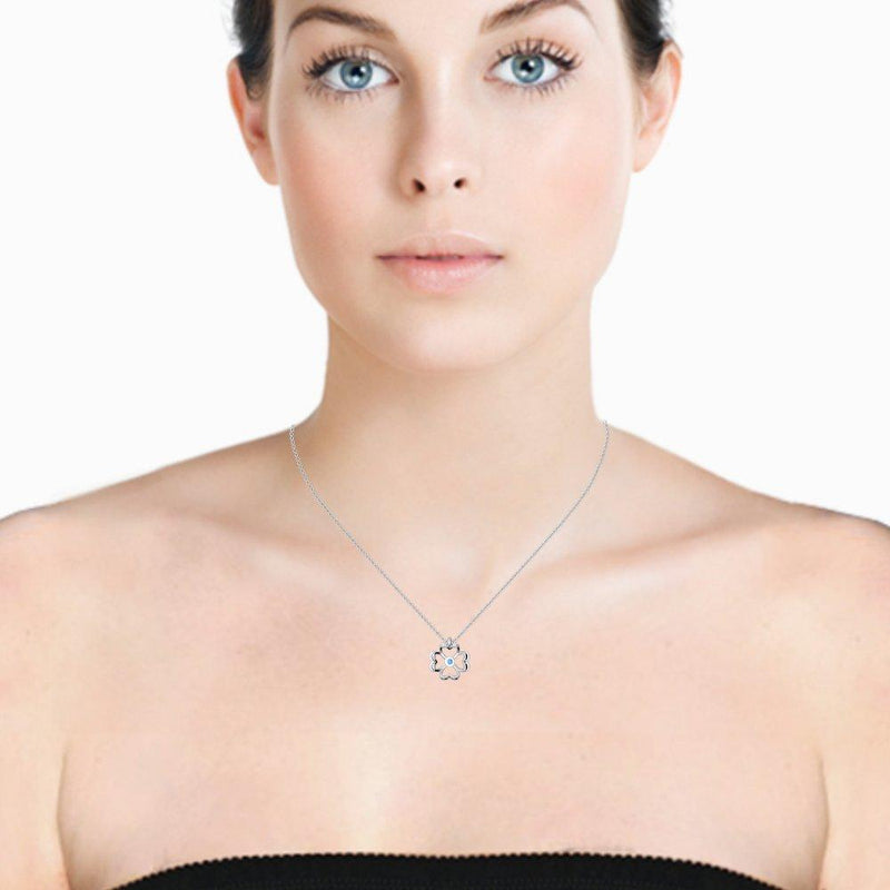 Halskette Kleeblatt Silber Saphir