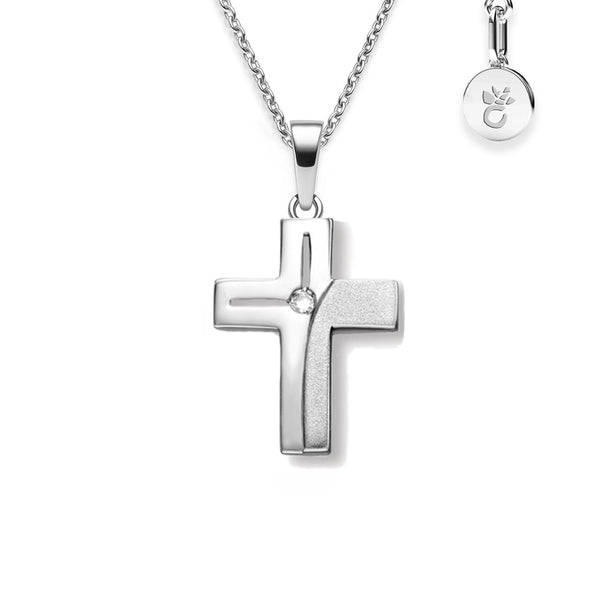 Halskette Kreuz Silber Zirkonia