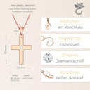 Kreuz Kette Damen Rosegoldvergoldet Zirkonia