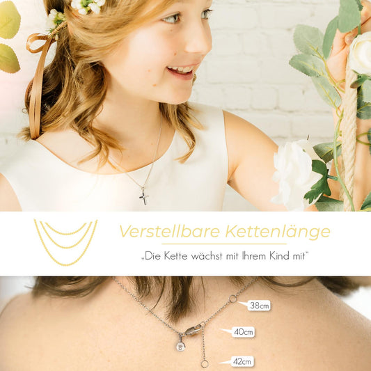 Kreuz Kette Damen Silber Zirkonia