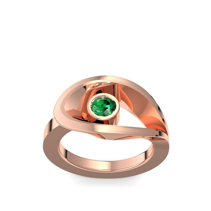 Ring Ausgefallen Rosegold Smaragd