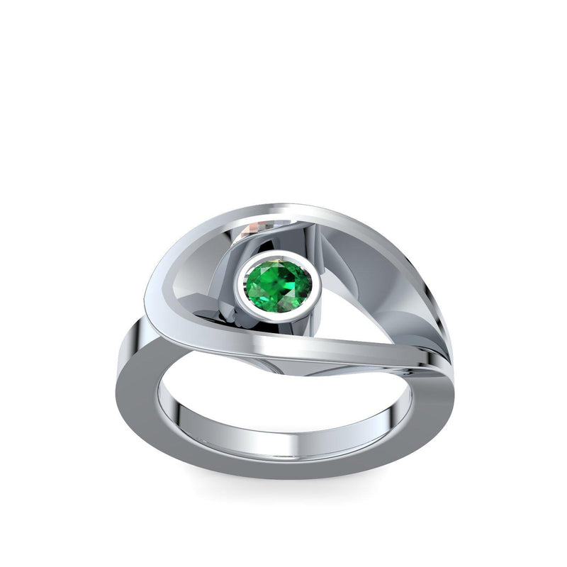Ring Ausgefallen Weissgold Smaragd
