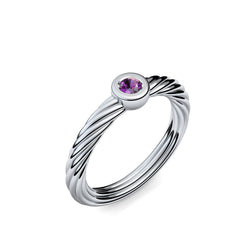 Ring Geflochten Platin Amethyst