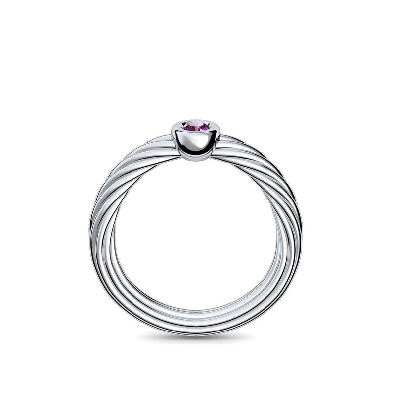 Ring Geflochten Platin Amethyst