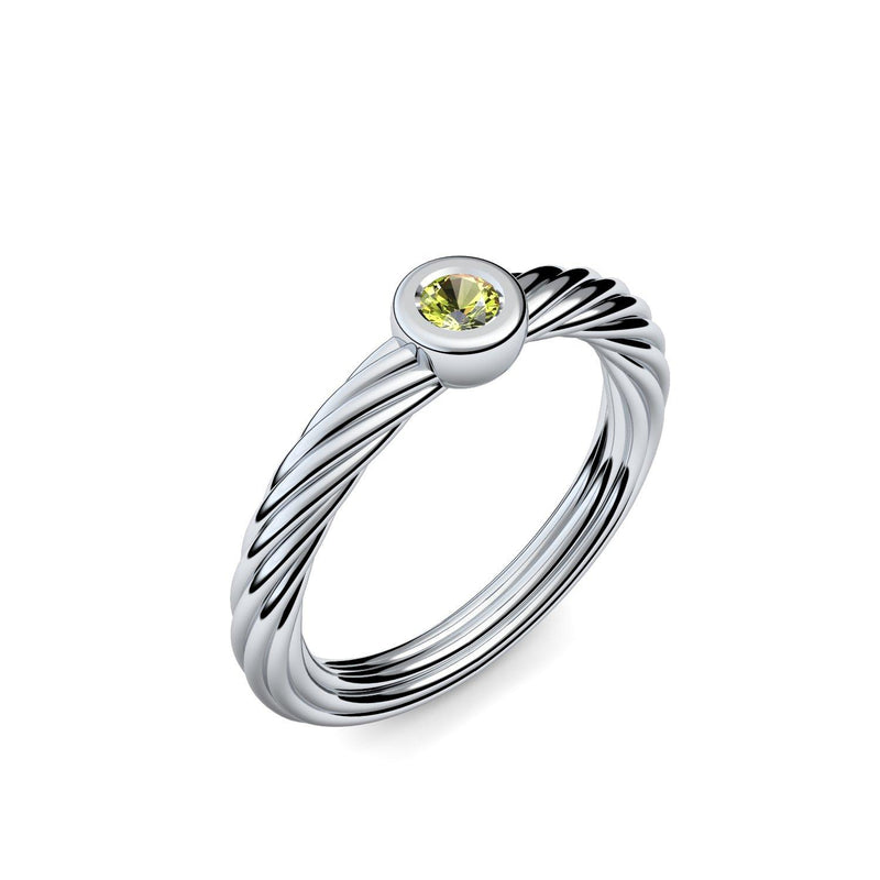 Ring Geflochten Platin Peridot