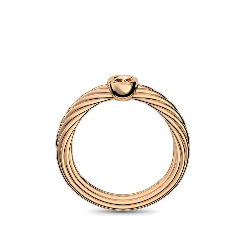 Ring Geflochten Rosegold Citrin