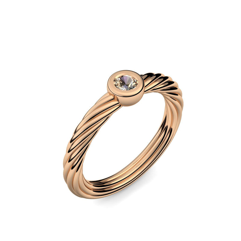 Ring Geflochten Rosegold Rauchquarz