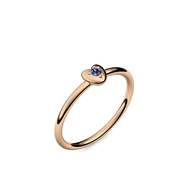 Ring Herz Rosegold Saphir