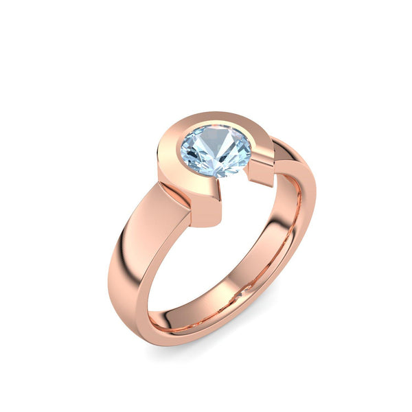 Ring Offen Rotgold Aquamarin