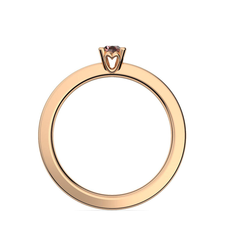 Ring Schlicht Rosegold Granat