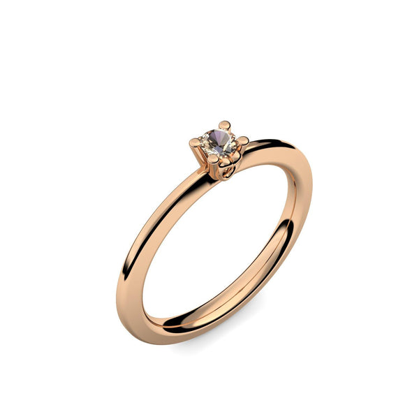 Ring Schlicht Rosegold Rauchquarz