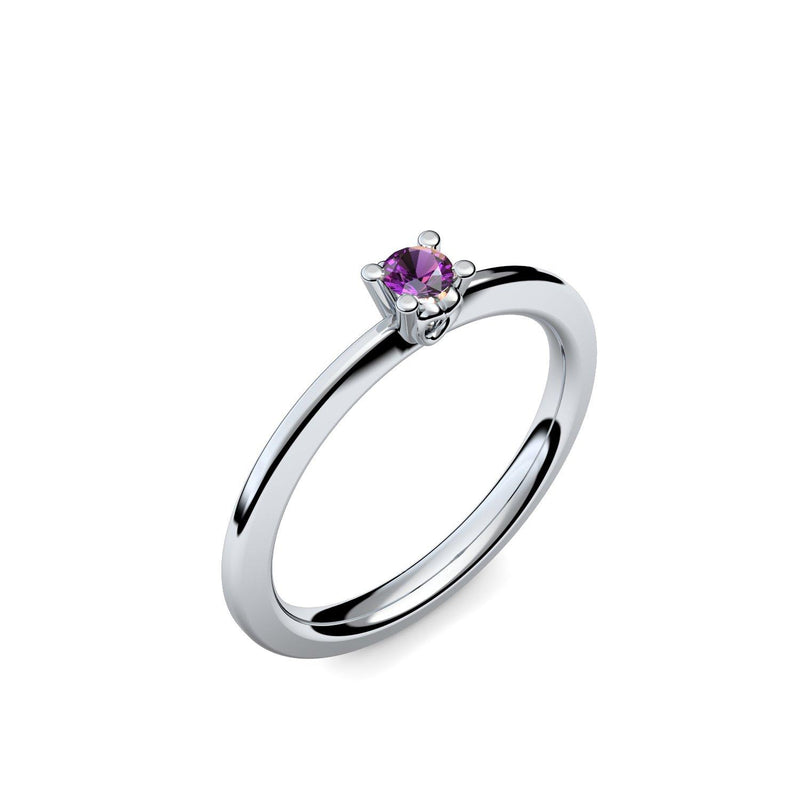 Ring Schlicht Weissgold Amethyst