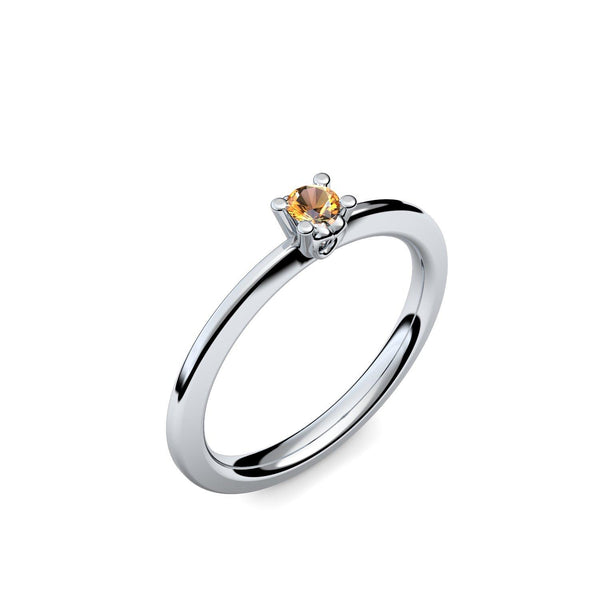 Ring Schlicht Weissgold Citrin