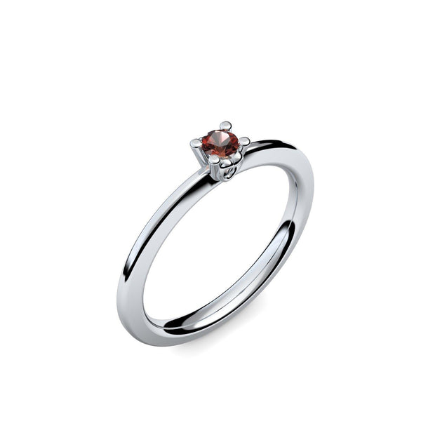 Ring Schlicht Weissgold Granat