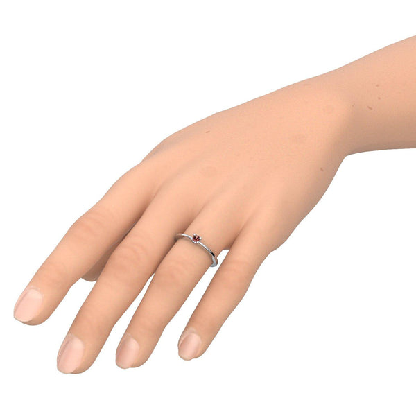 Ring Schlicht Weissgold Granat