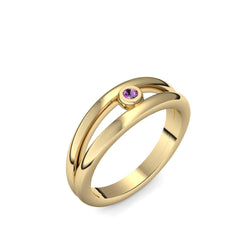 Ring Verlobung Gelbgoldvergoldet Amethyst