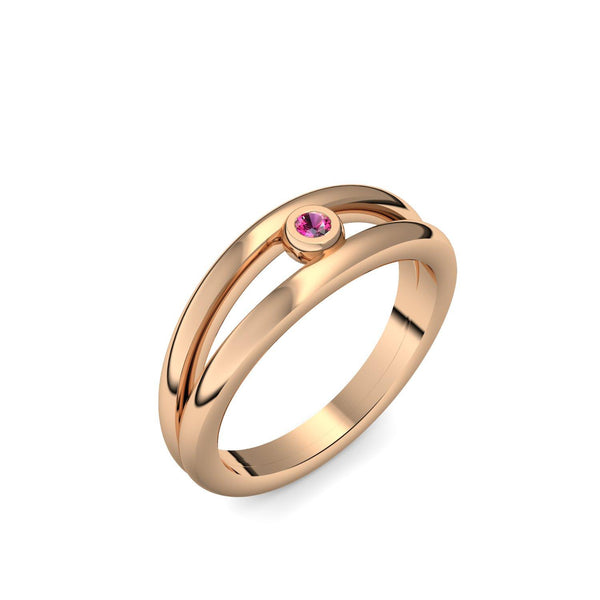 Ring Verlobung Rosegoldvergoldet Rubin