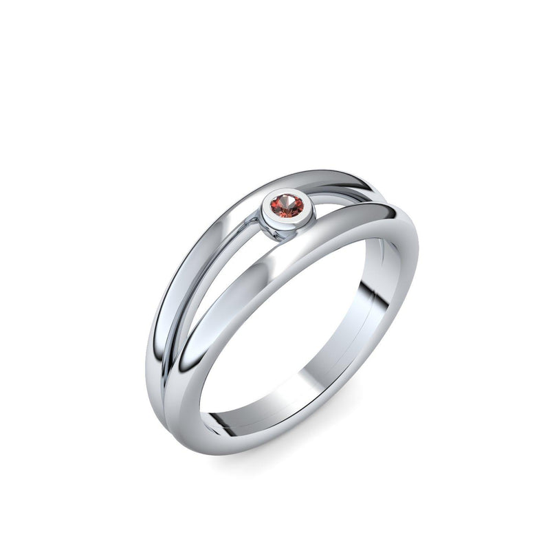 Ring Verlobung Weissgold Granat
