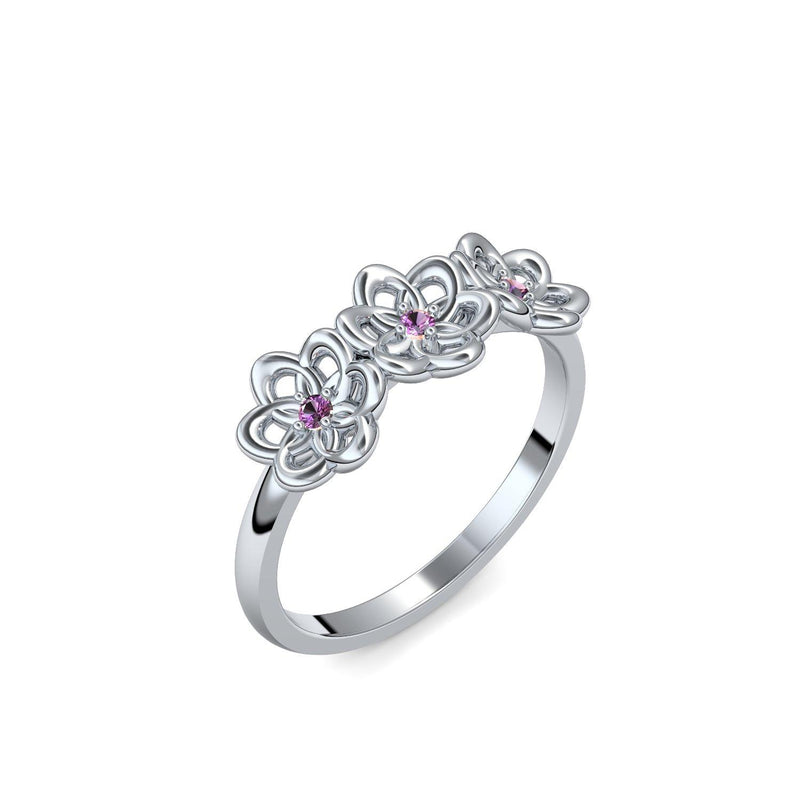 Verlobungsring Blume Platin Amethyst