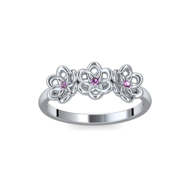 Verlobungsring Blume Platin Amethyst