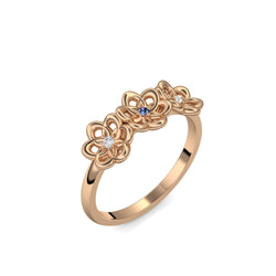 Verlobungsring Blume Rosegold Saphir