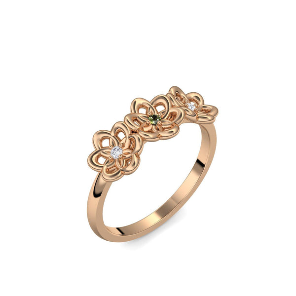 Verlobungsring Blume Rosegold Turmalin