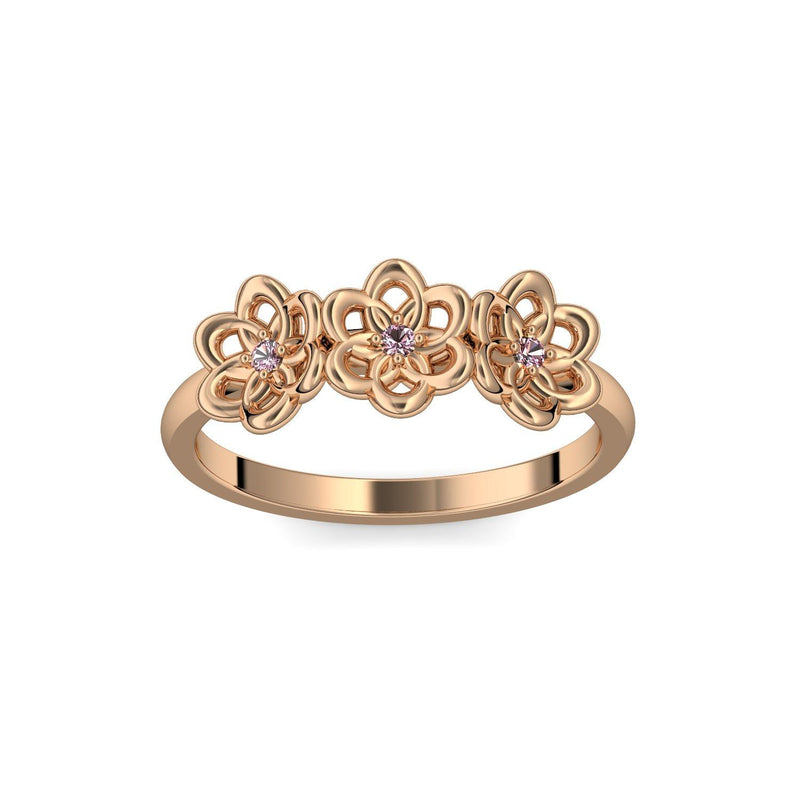 Verlobungsring Blume Rosegold Turmalinpink