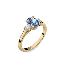 Verlobungsring Damen Gelbgold Blautopas