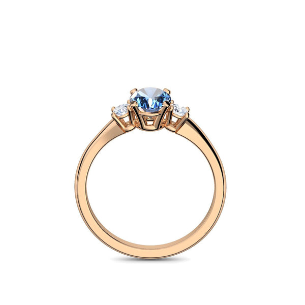 Verlobungsring Damen Rosegold Blautopas