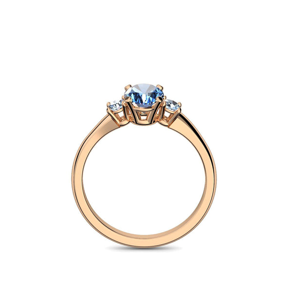 Verlobungsring Damen Rosegold Blautopas