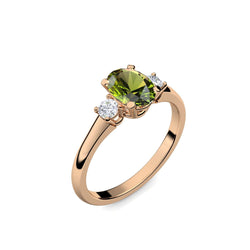 Verlobungsring Damen Rosegoldvergoldet Peridot