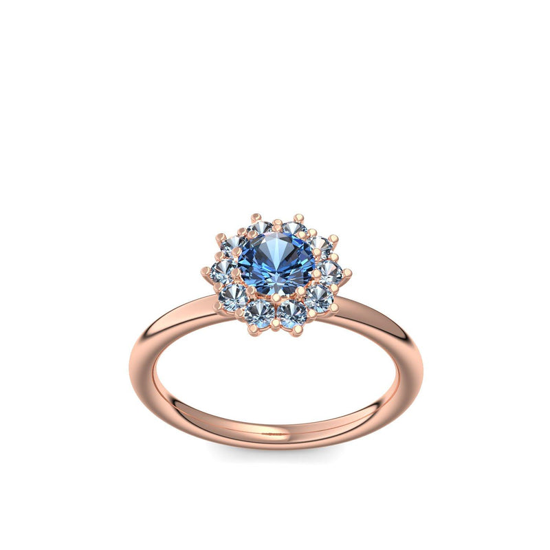 Verlobungsring Rosegold Blautopas