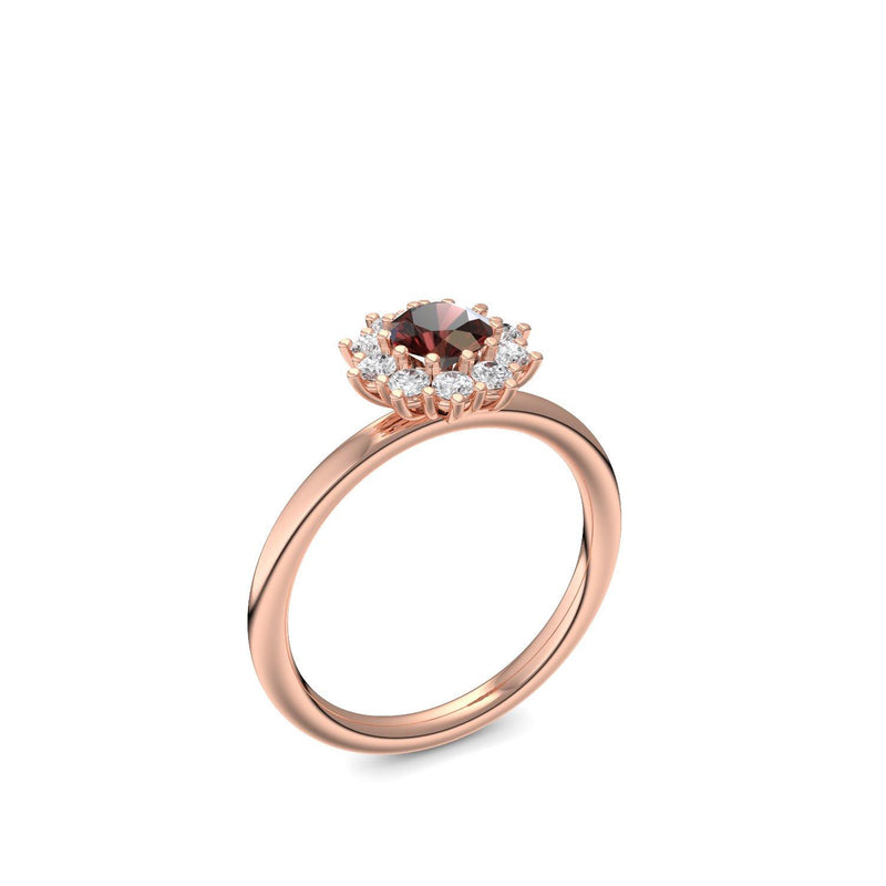 Verlobungsring Rosegold Granat