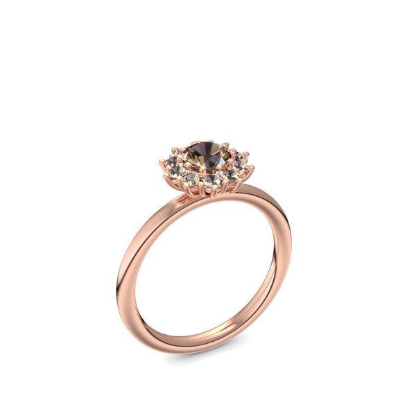 Verlobungsring Rosegold Rauchquarz