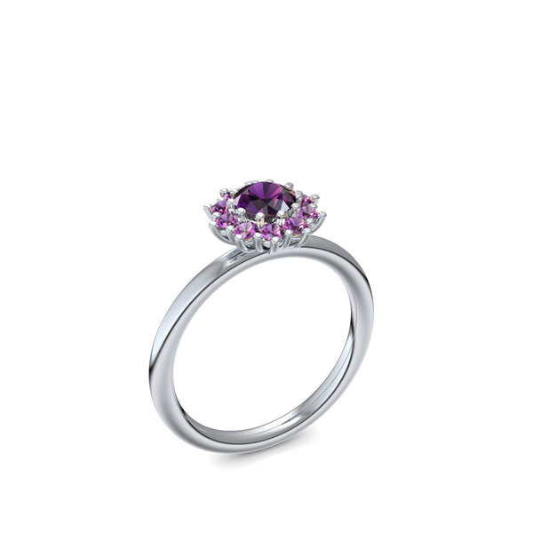 Verlobungsring Weissgold Amethyst