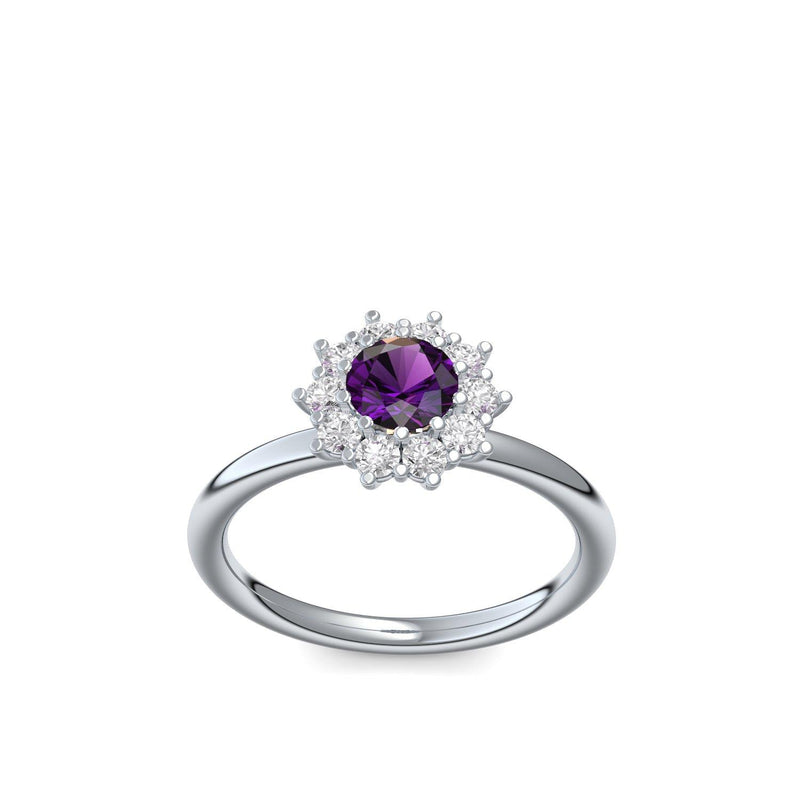 Verlobungsring Weissgold Amethyst